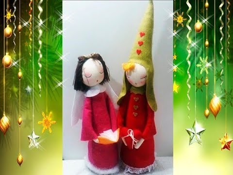 Enfeite de Natal Duende e Anjinha-com molde