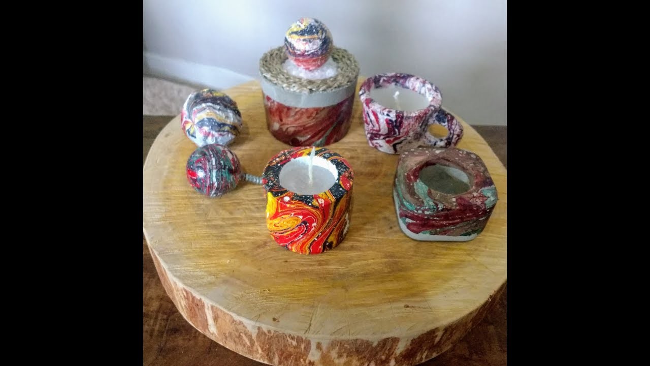 Minis vasinhos em cimento com pintura em imersão