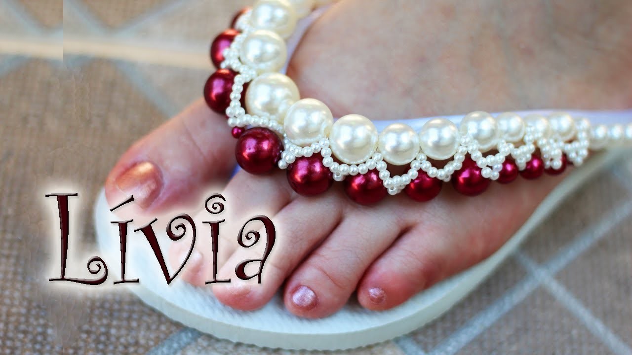 Chinelo decorado - Trama de pérolas