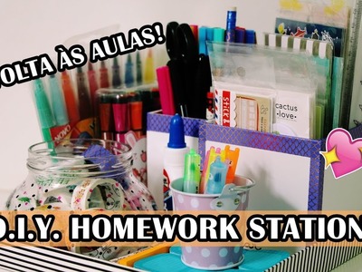 D.I.Y. VOLTA ÀS AULAS (ORGANIZAÇÃO)! Homework Station ♡ | Pega Meu Óculos