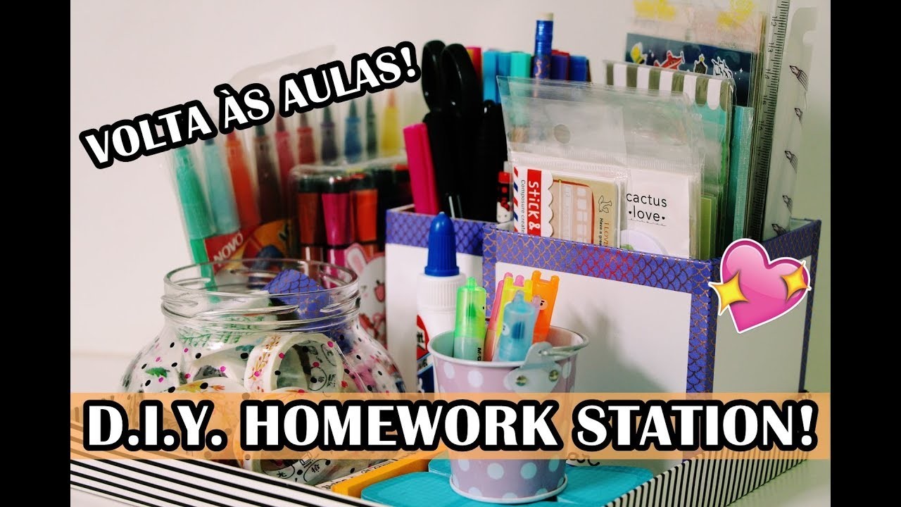 D.I.Y. VOLTA ÀS AULAS (ORGANIZAÇÃO)! Homework Station ♡ | Pega Meu Óculos