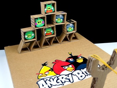 DIY ANGRY BIRDS  FEITO COM PAPELÃO! VEJA COMO FAZER - How To Make Desktop Game From Cardboard