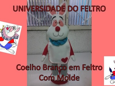 [DIY]Coelho Branco(Alice no País das Maravilhas) em feltro com molde-White Rabbit Felt(pattern free)