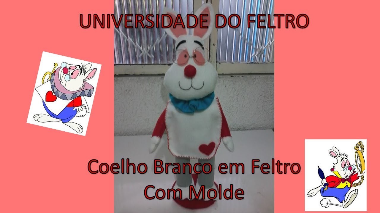 [DIY]Coelho Branco(Alice no País das Maravilhas) em feltro com molde-White Rabbit Felt(pattern free)