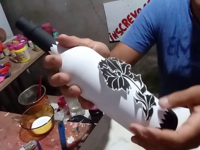 DIY- decorando garrafas com  adesivo. .DECORANDO BOTELLA