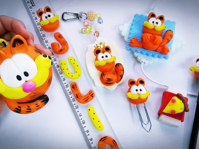 DIY - Kit escolar do Garfield em biscuit - passo a passo - Volta as aulas!