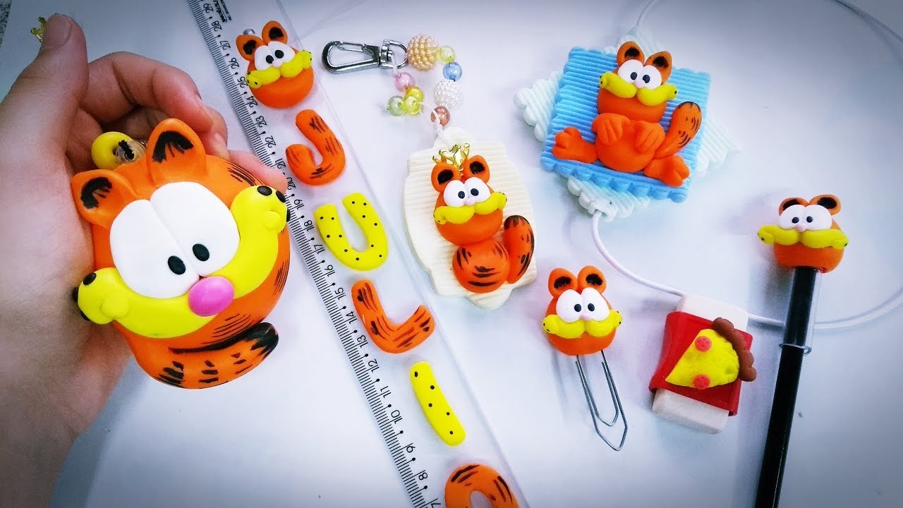 DIY - Kit escolar do Garfield em biscuit - passo a passo - Volta as aulas!