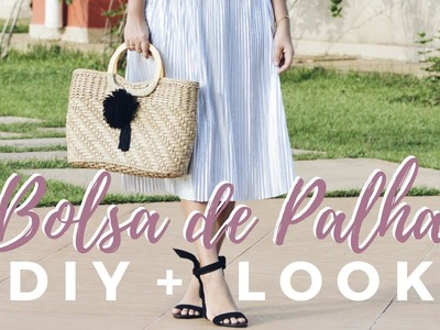 DIY + LOOK | Renovando Bolsa de Palha com pompom e tassels