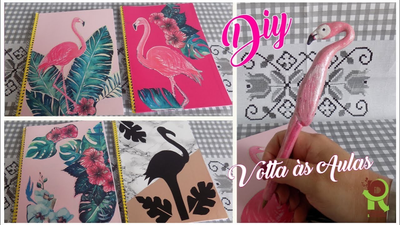 DIY Material Escolar | Caneta Flamingo e Cadernos | Feat Suelen Candeu