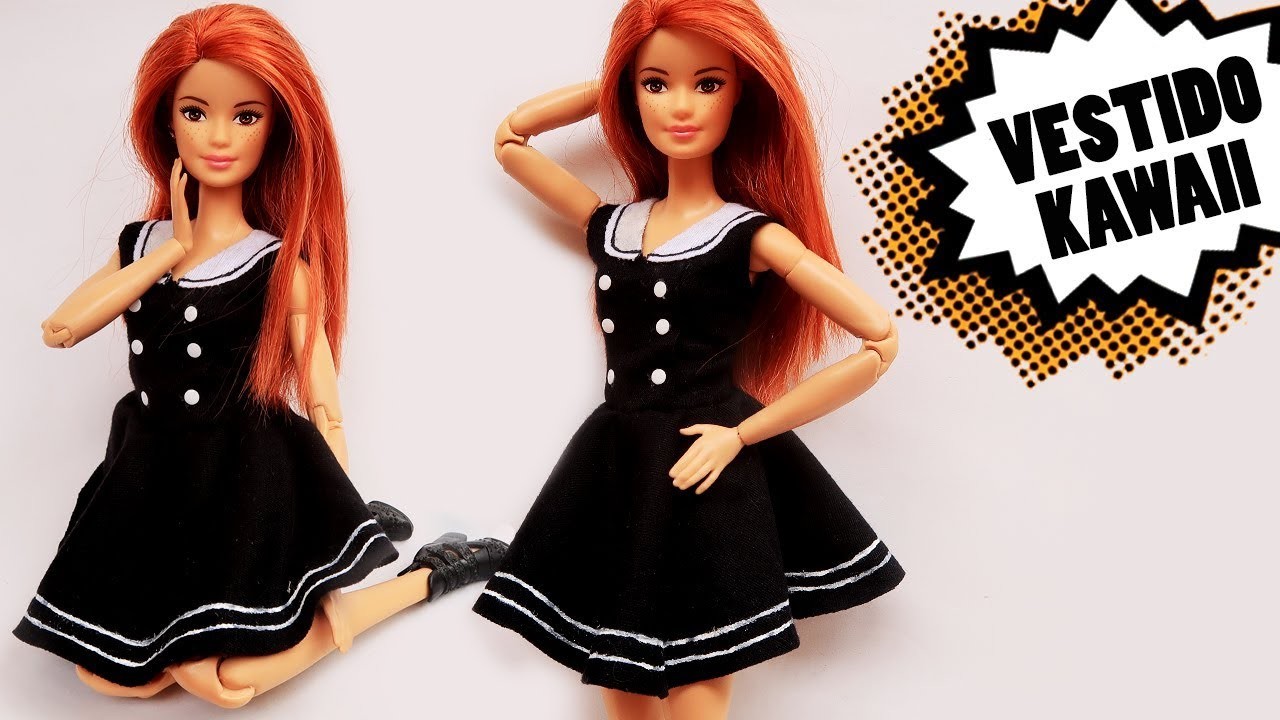 DIY Vestido Kawaii ( Estilo Anime ) - Tutorial para Barbie e outras Bonecas