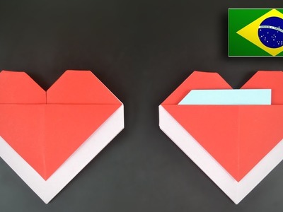 Origami: Envelope de coração (Tradicional) - Instruções em Português BR