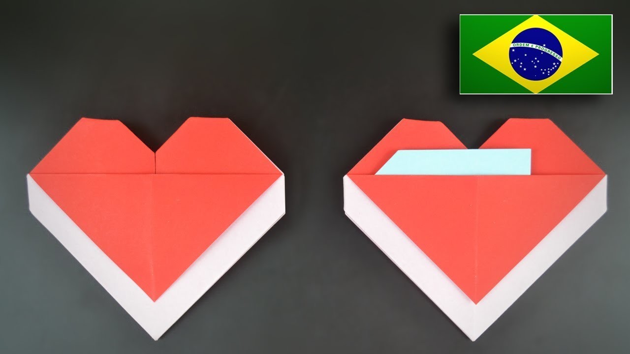 Origami: Envelope de coração (Tradicional) - Instruções em Português BR