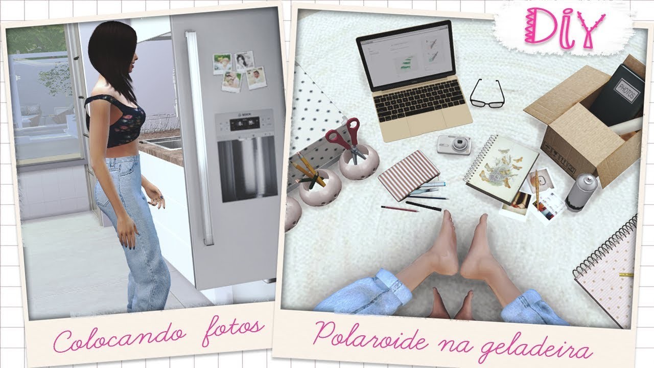Colocando fotos polaroide na geladeira | DIY | The Sims 4