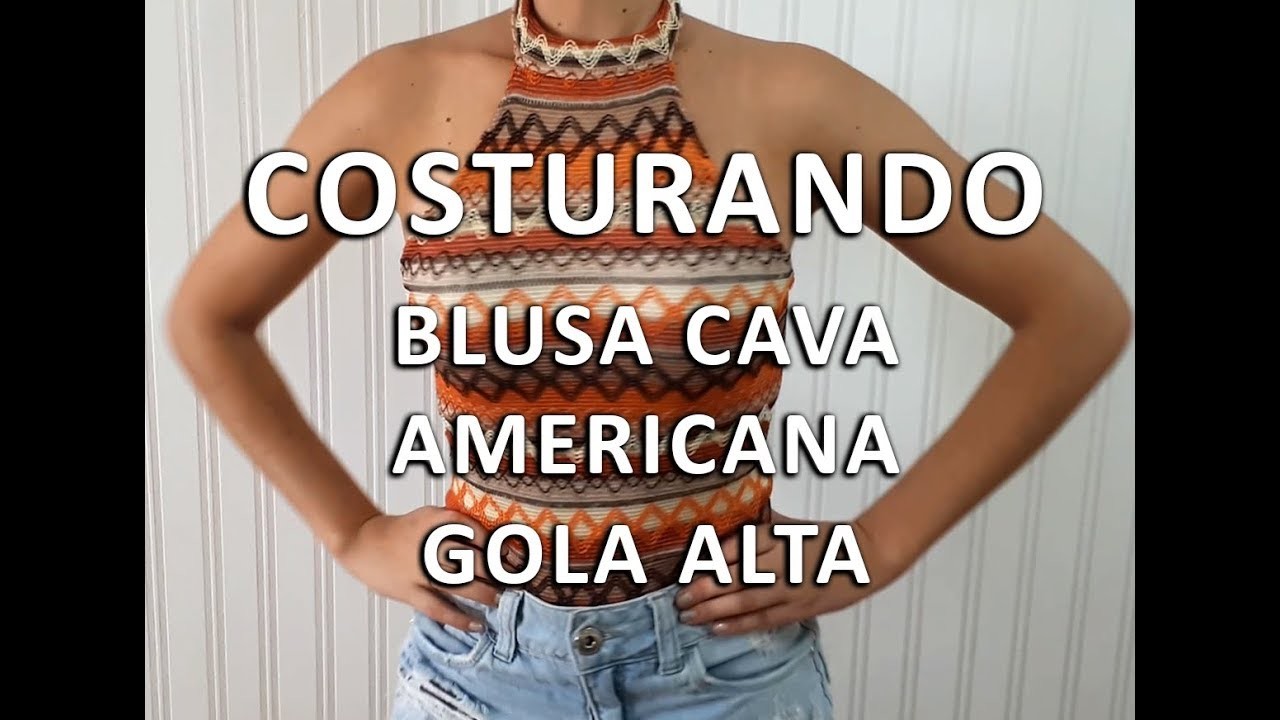 Costurando Blusa Cava Americana com Gola Alta