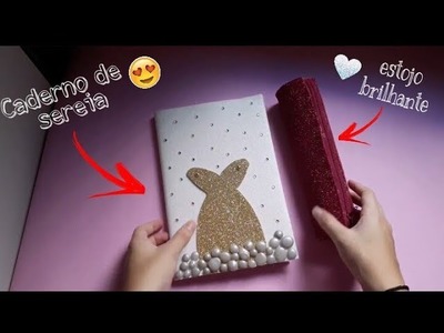 DIY: 2 IDEIAS DE MATERIAL ESCOLAR ❤????(caderno de sereia, estojo brilhante)