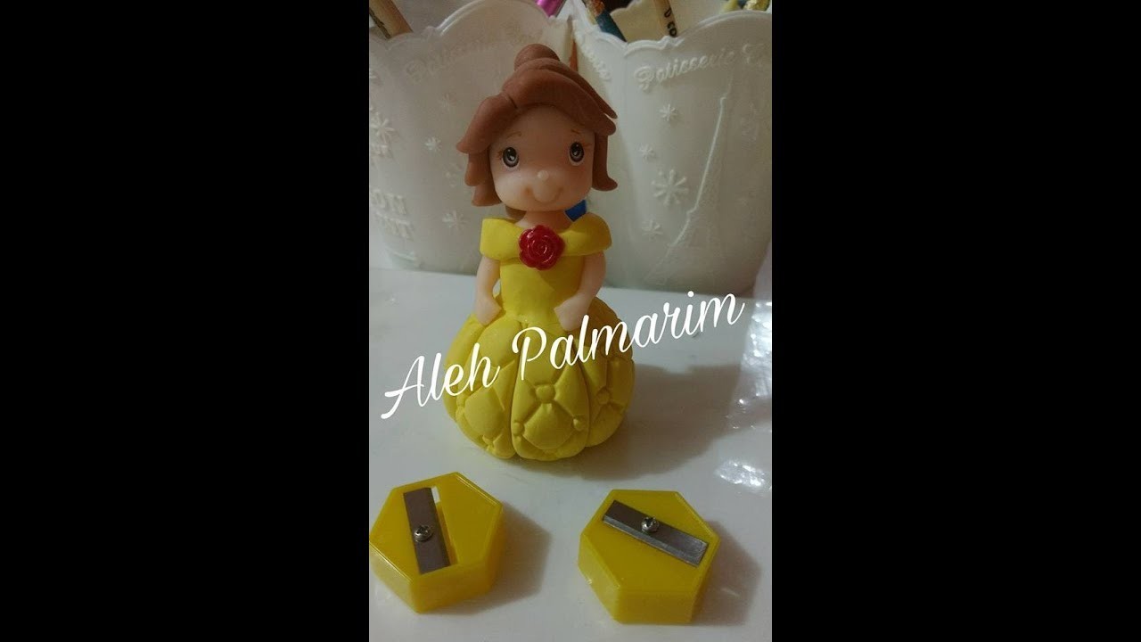 DIY Live (FACEBOOK) apontador e ponteira em biscuit Princesa Bela