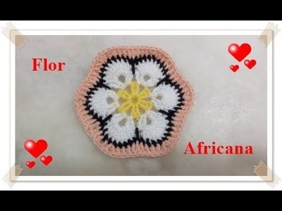 Flor africana em crochê  #motivoflor #florafricana #hexagonoemcrochê