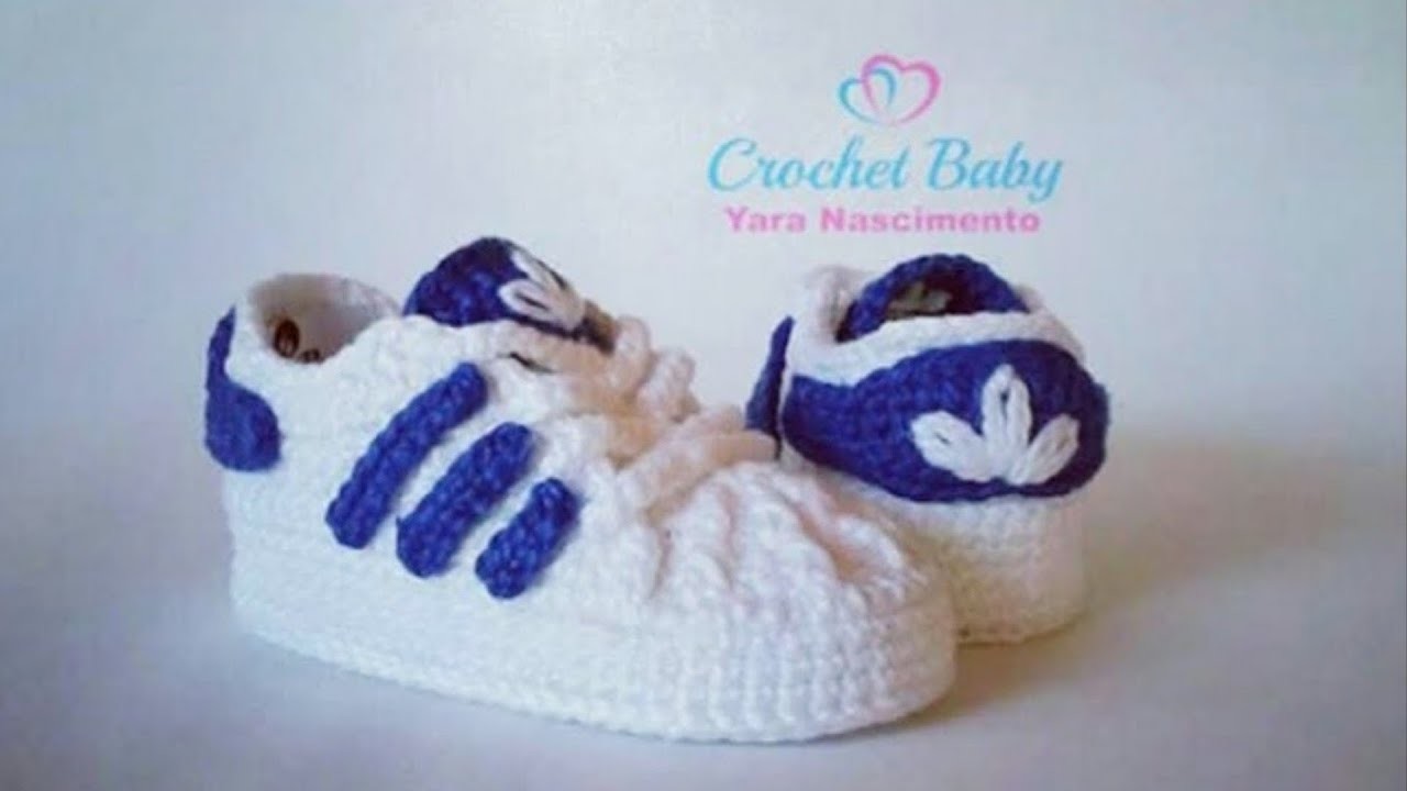 Tênis ADIDAS de crochê - Tamanho 09 cm - Crochet Baby Yara Nascimento