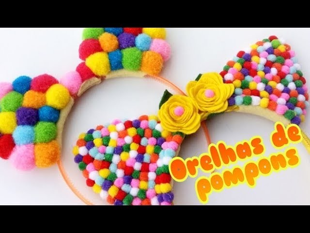 Tiara orelhinhas de pompons. tiara carnavalesca