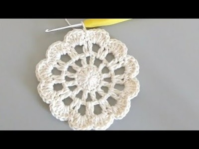 Aula 51:Versão destros: Motivo floral em crochê # Pontos e motivos em crochê