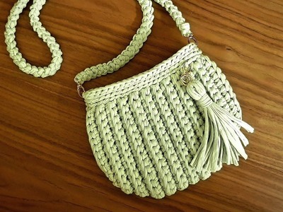 Bolsa Clutch De Crochê Com Fio de Malha - Tutorial de Crochê - Modelo Clutch - T Shirt Yarn Bag