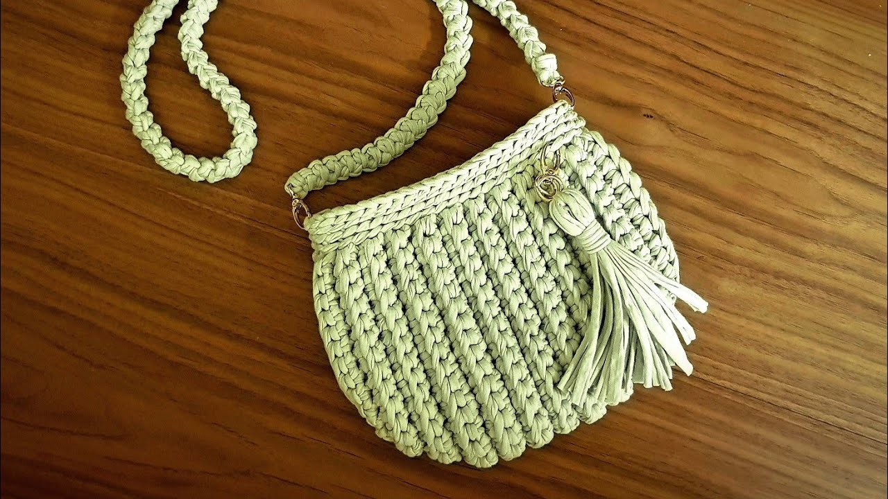 Bolsa Clutch De Crochê Com Fio de Malha - Tutorial de Crochê - Modelo Clutch - T Shirt Yarn Bag