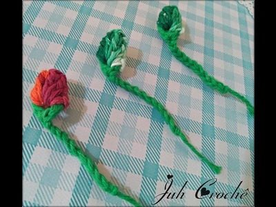 Botão de Rosa em Crochê Para Aplicação #JuhCrochê