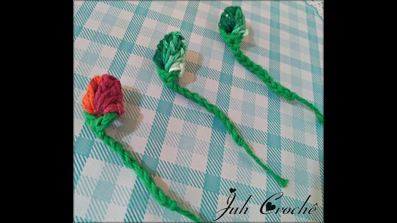 Botão de Rosa em Crochê Para Aplicação #JuhCrochê