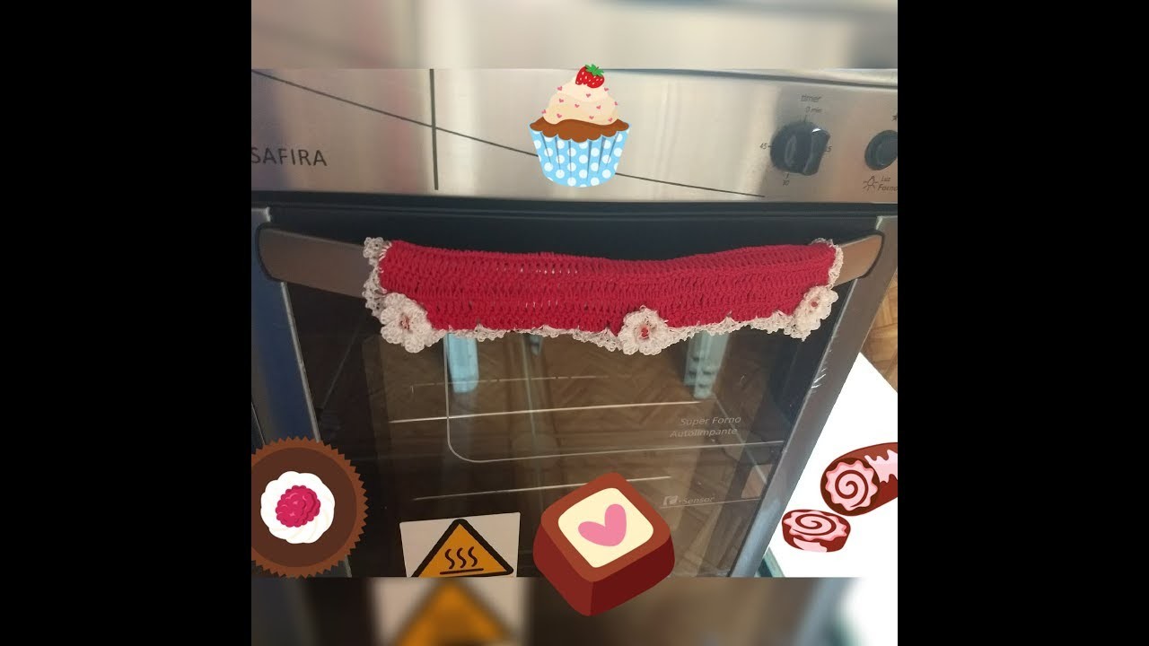 Capa para o puxador da porta do forno em Crochê (Especial Natal)