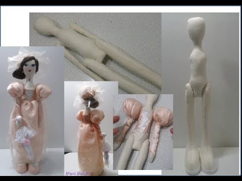 Como fazer boneca de pano articulada que fica em pé-Cherry Luxo- Estilo Tilda-Parte 1