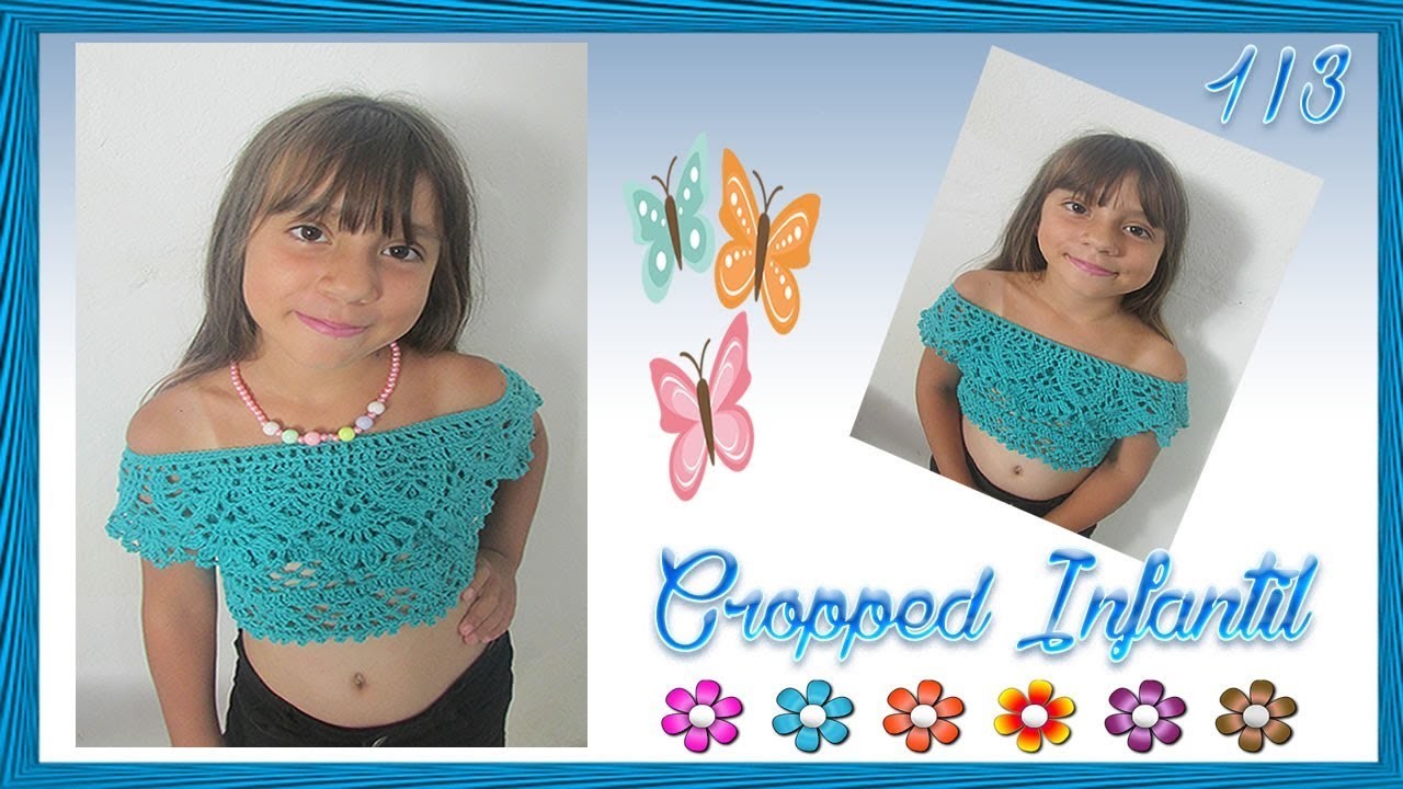 Cropped Infantil de Crochê 1.3 - Cropped ombro a ombro