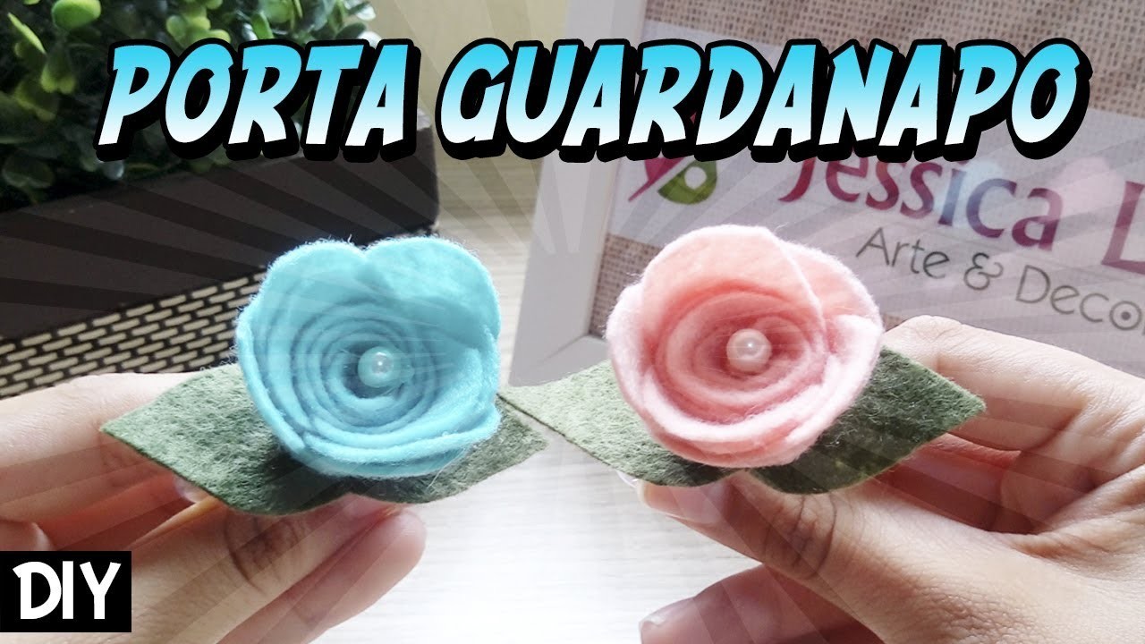 DIY de Porta guardanapo de flor - rosa de feltro