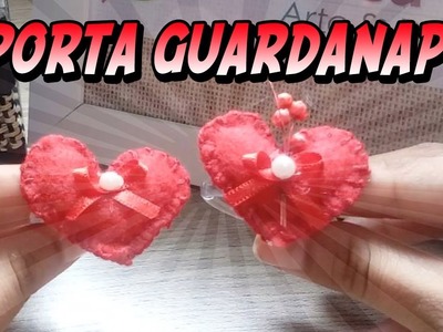 DIY de Porta guardanapo de coração - feltro