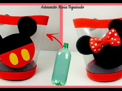 DIY Lembrancinha do Mickey e Minnie com Garrafa Pet | Feat Decorando e Reciclando