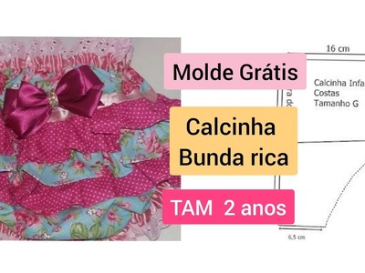 Molde Calcinha infantil  Babados -2anos Iniciantes