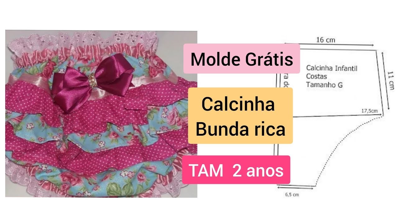 Molde Calcinha infantil  Babados -2anos Iniciantes