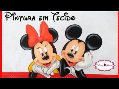 Pintando Mickey e Minnie.Pintura em tecido - Vanessa Pereira