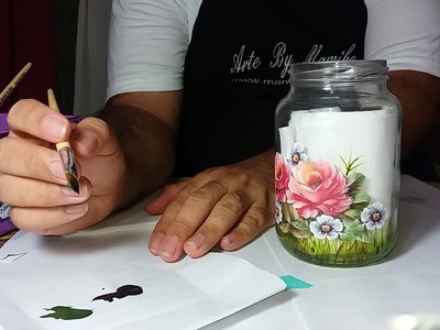 Pote de Vidro Decorada com Adesivos Laváveis Toke e Crie By Mamiko Rosas Delicadas