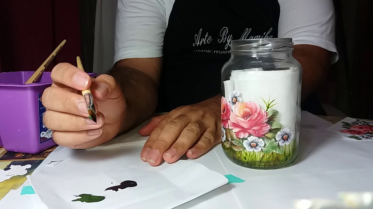 Pote de Vidro Decorada com Adesivos Laváveis Toke e Crie By Mamiko Rosas Delicadas