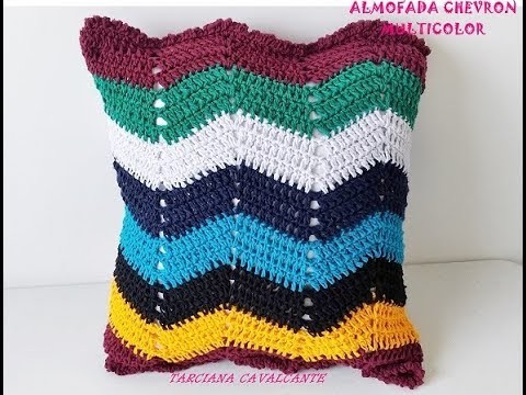 Almofada de Crochê  Chevron Multicolor