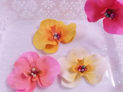 Aplique de flor de orquídea feita com EVA sem frisador by Tatiana Karina PAP.DIY.TUTORIAL