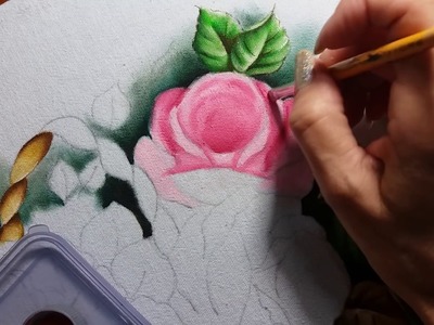 Cesta c. rosas cor de rosa - Vídeo 2 - Apostila digital - Ana Ferrante  Pintura em tecido