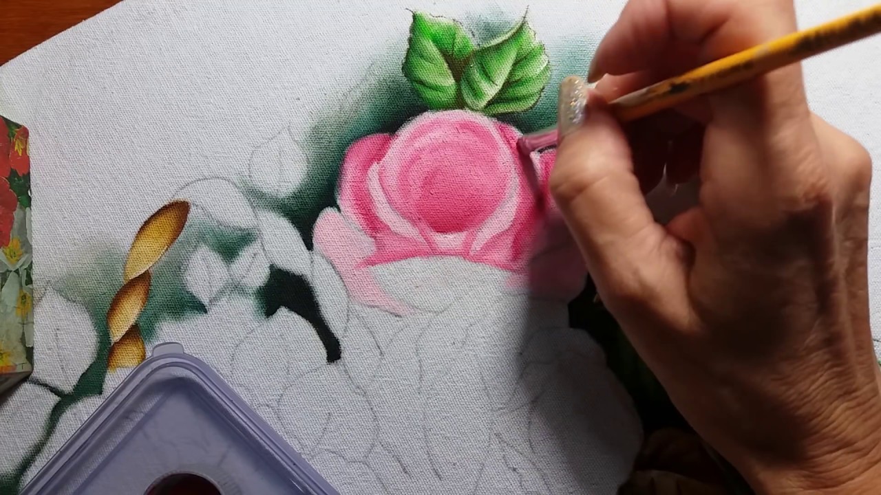 Cesta c. rosas cor de rosa - Vídeo 2 - Apostila digital - Ana Ferrante  Pintura em tecido