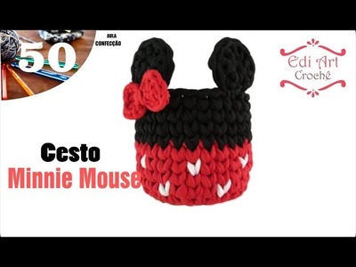 Cesto com fio de malha Minnie Mouse | Edi Art Crochê