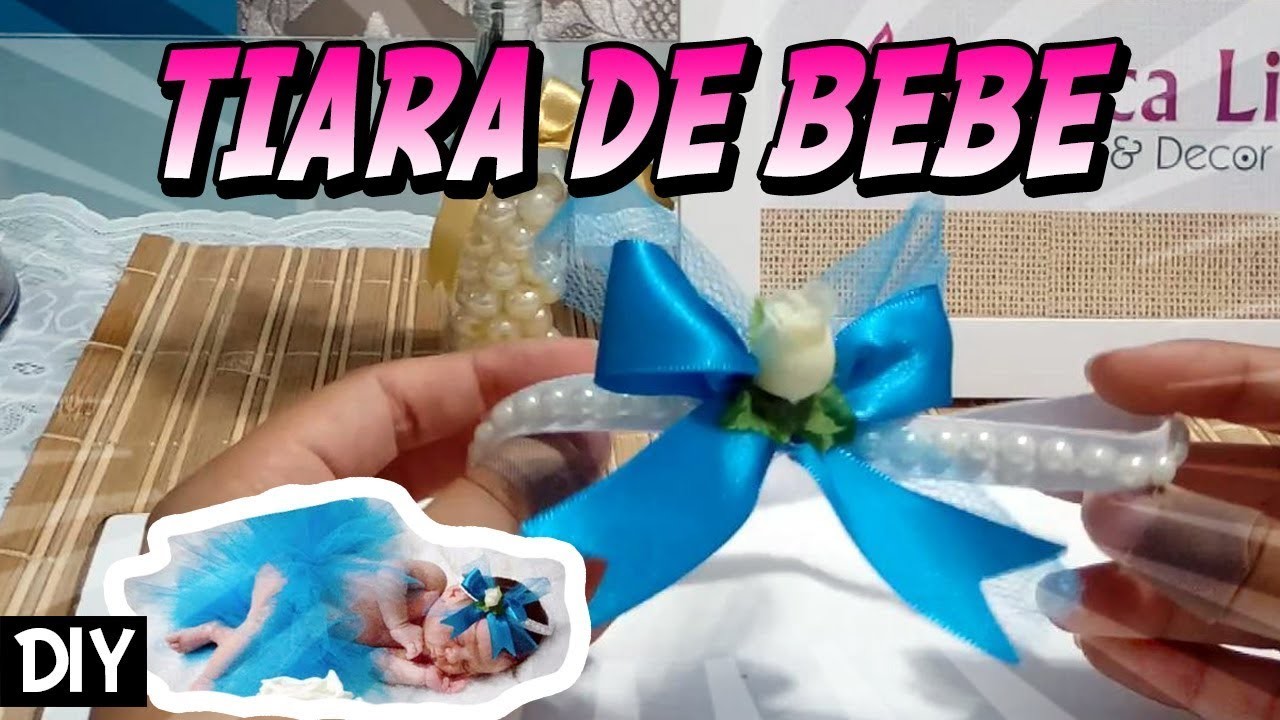 DIY de Tiara de bebê com fita de cetim - Ensaio Newborn