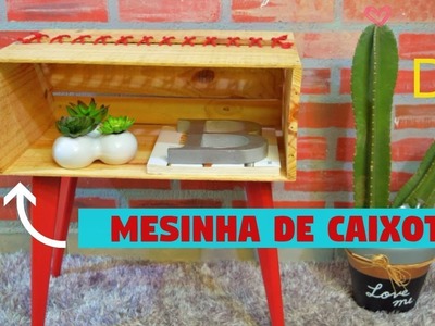 DIY Decoração Com Caixotes de Feita | Mesa Lateral