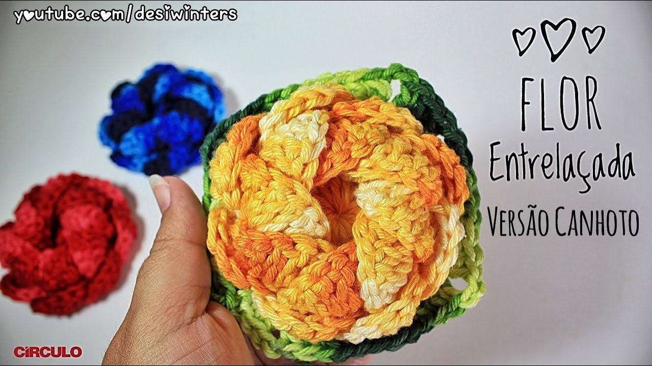 Flor Entrelaçada de Crochê |Versão Canhoto| - Artes da Desi