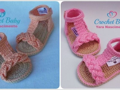 Sandálinha DUDA de Crochê - Tamanho 09 cm - Crochet Baby Yara Nascimento