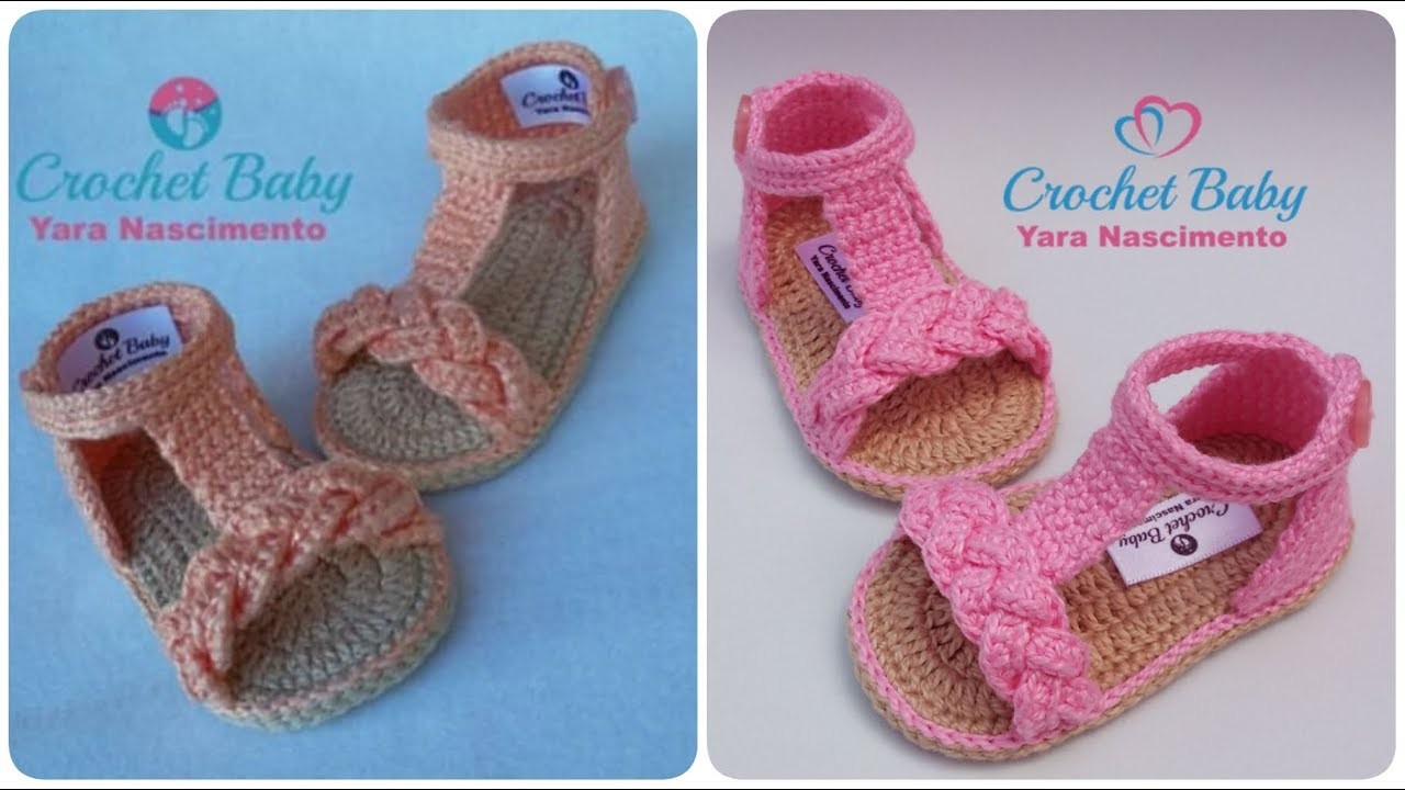 Sandálinha DUDA de Crochê - Tamanho 09 cm - Crochet Baby Yara Nascimento