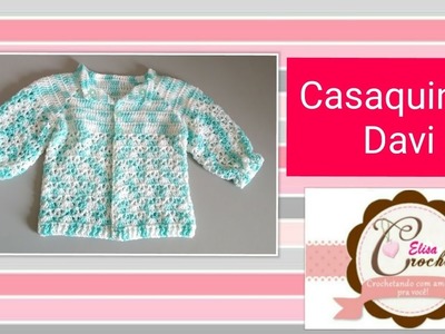 Versão canhotos: Conjunto de maternidade: Casaquinho Davi em crochê ( 0 a 4 meses) # Elisa Crochê